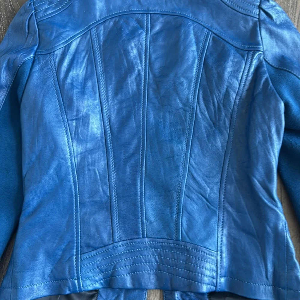 Buffalo David Bitton Blue Leather Jacket - Picture 9 of 9